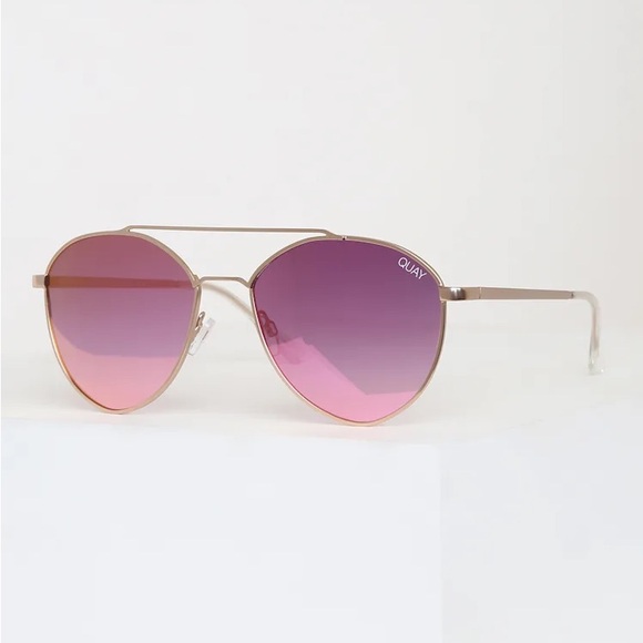 Quay Australia Dragon Fly Matte Gold and Pink Aviator Sunglasses